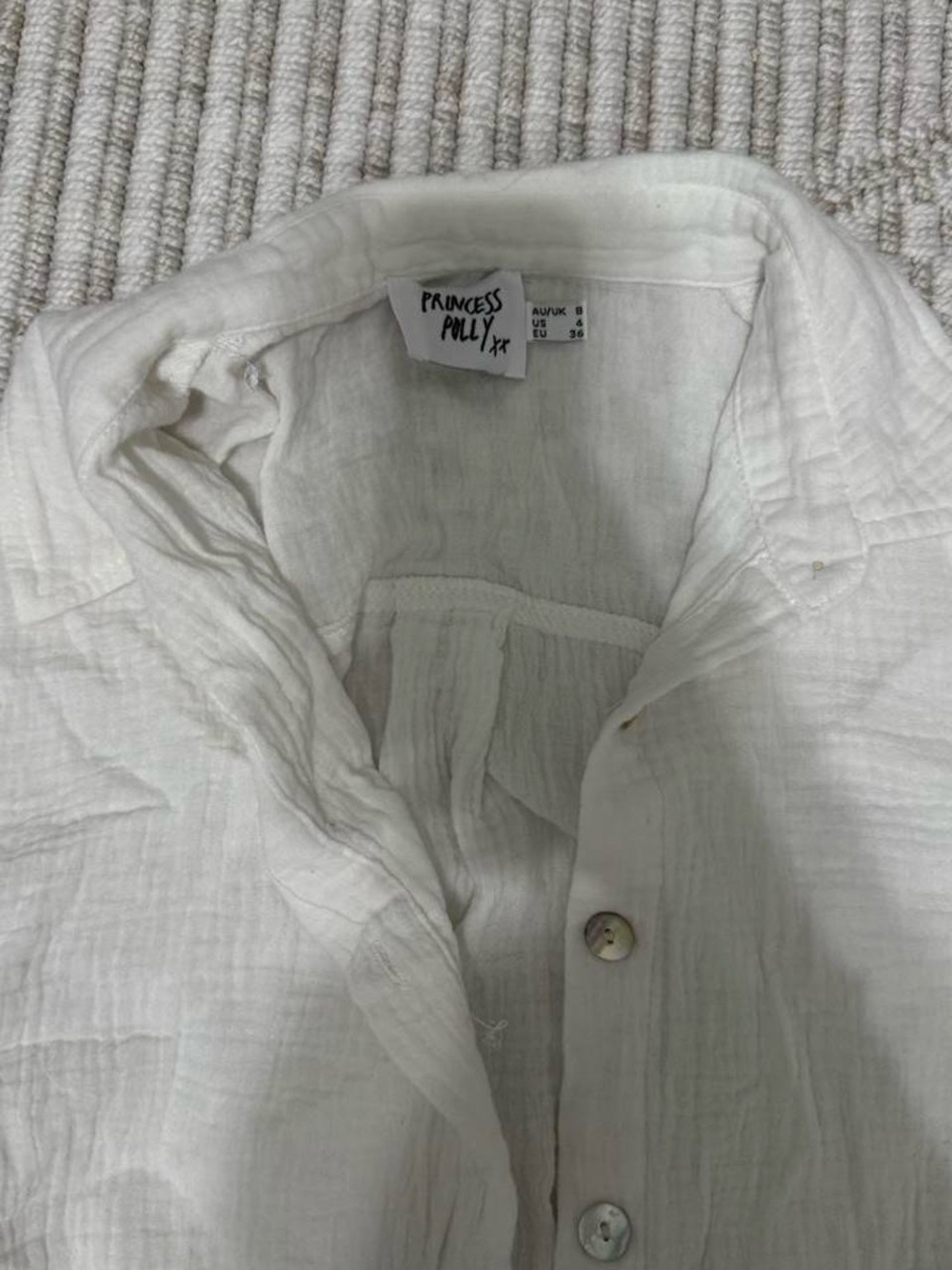 Princess Polly White linen Button-Down Shirt